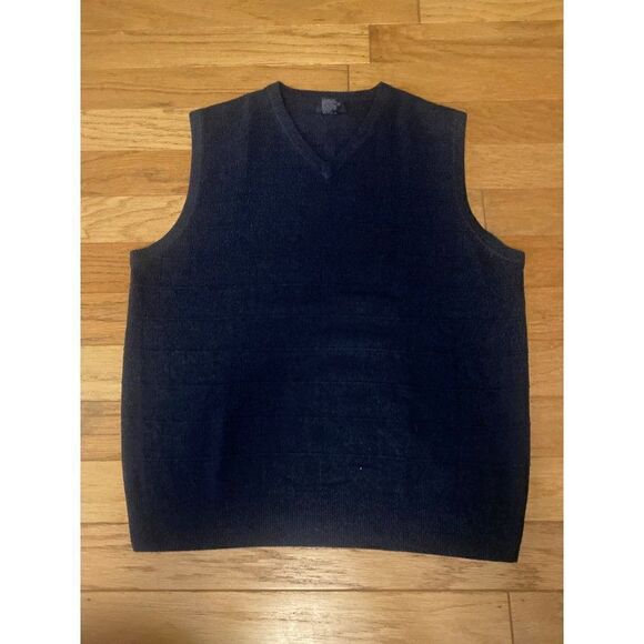 Dockers, men's navy blue sleeveless sweater vest size large - Picture 1 of 9